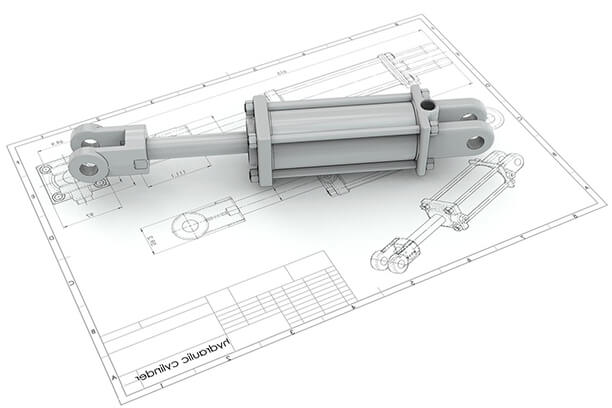 Engineering drawing of hydraulic cylinder