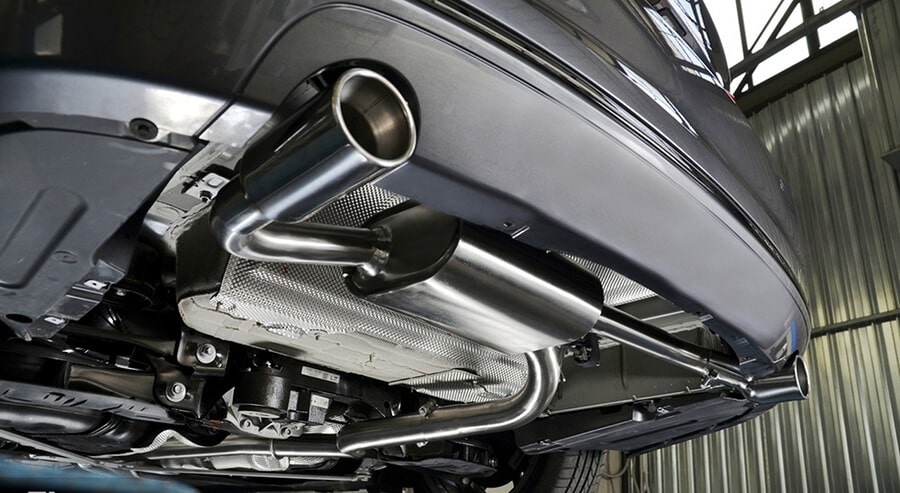 Chrome plated car exhaust tailpipe